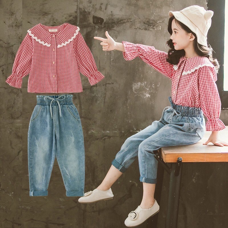 Baju Anak Perempuan / Setelan Anak - Kemeja Kotak Merah