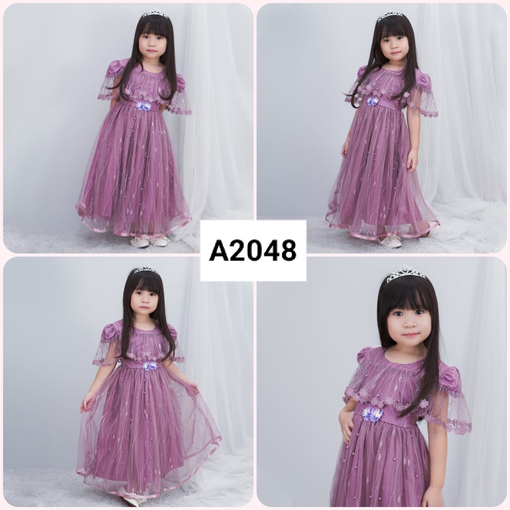 DRESS ANAK IMPORT RENDA BUNGA MUTIARA A2048