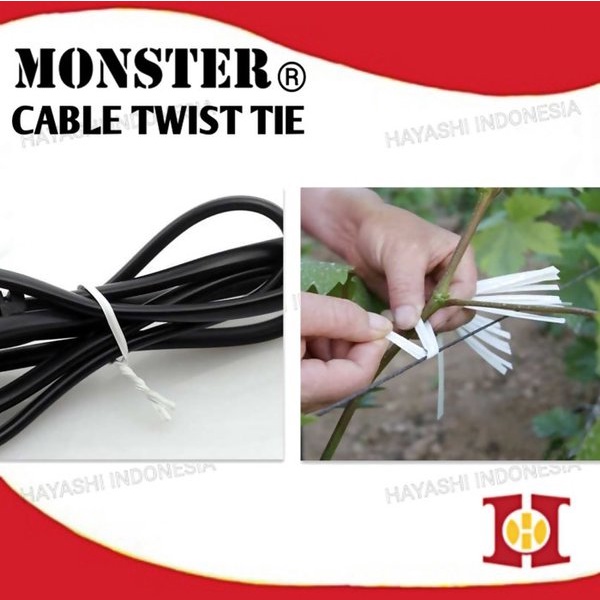 Twist Tie Cable Pengikat Kabel Pemotong 30 50 100 M Hitam Putih Warna