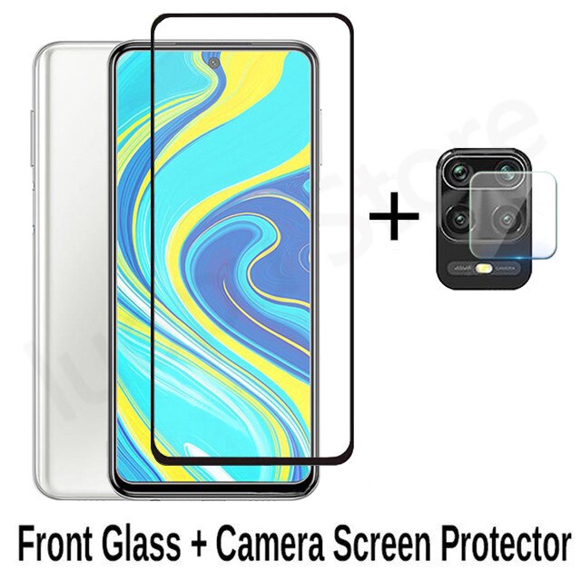 2 In 1 Full Glue For Redmi Note 9s 9Pro Max Tempered Glass+ Camera Lens Screen Protector