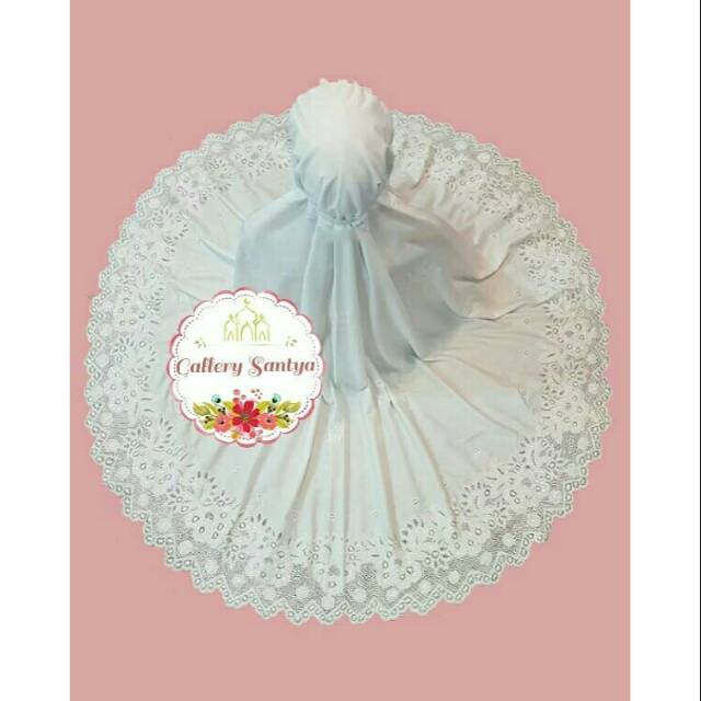 Mukena bordir bukittinggi kliling putih polos 02