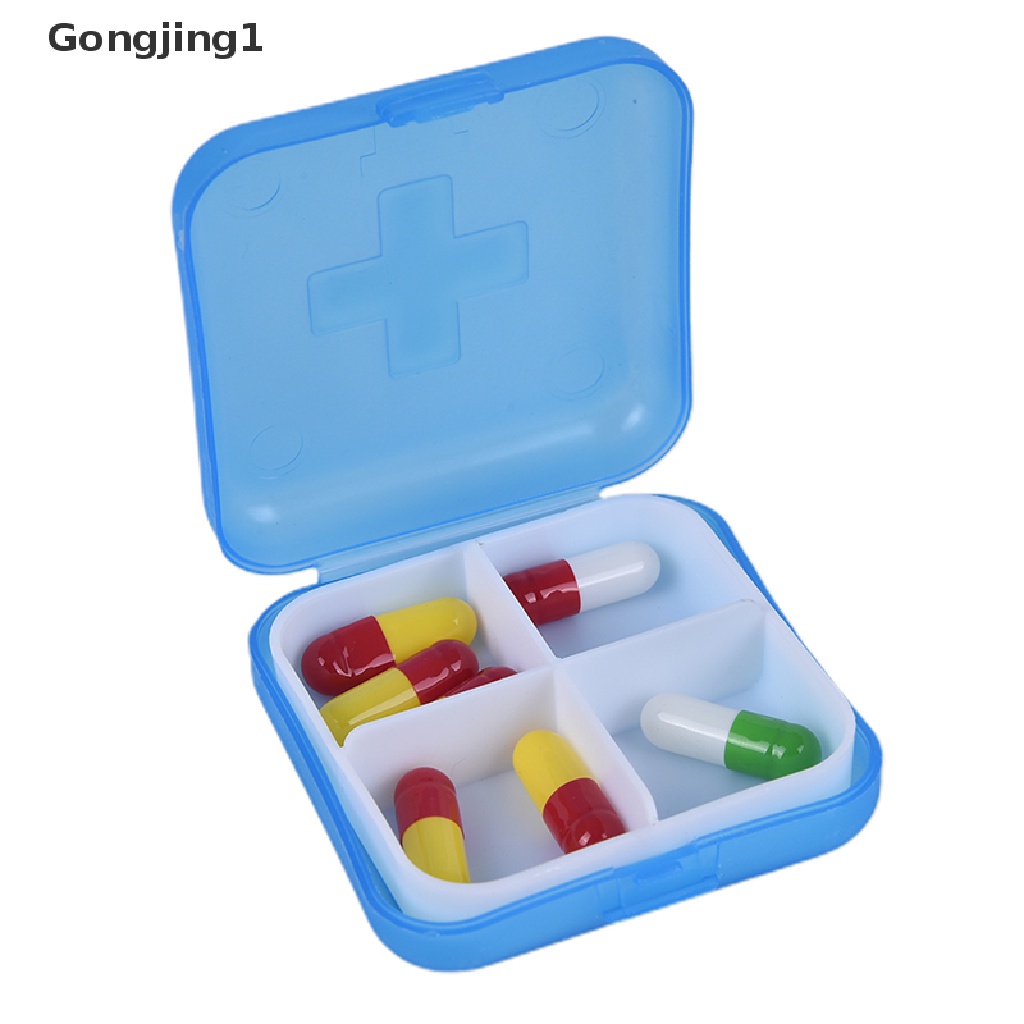 Gongjing1 Kotak Penyimpanan Obat Pil Portable 4 Slot Untuk Travel