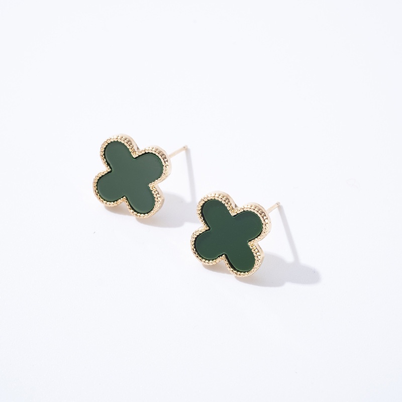 Anting Bentuk Daun Clover Gaya Korea Klasik Elegan Untuk Wanita