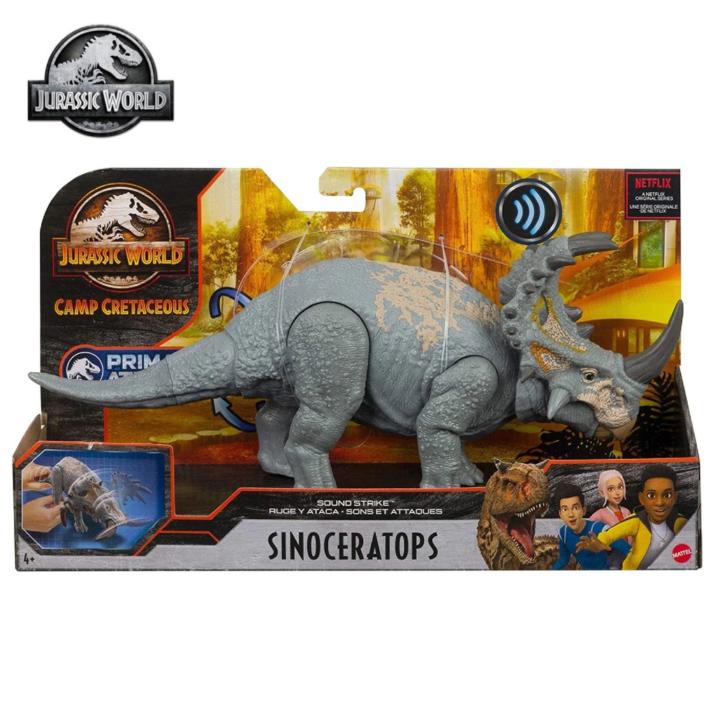 Jual Jurassic World 2021 Camp Cretaceous Sound Strike Sinoceratops Grey Figure Indonesia Shopee