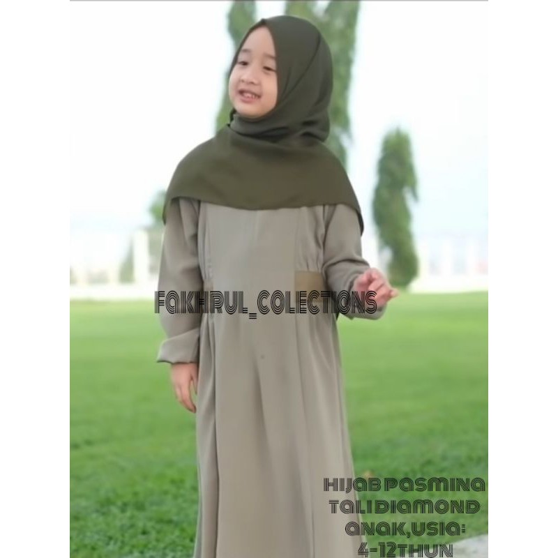 hijab/kerudung,pasmina tali diamond anak usia 4-12 thun,uk,150x55 cm