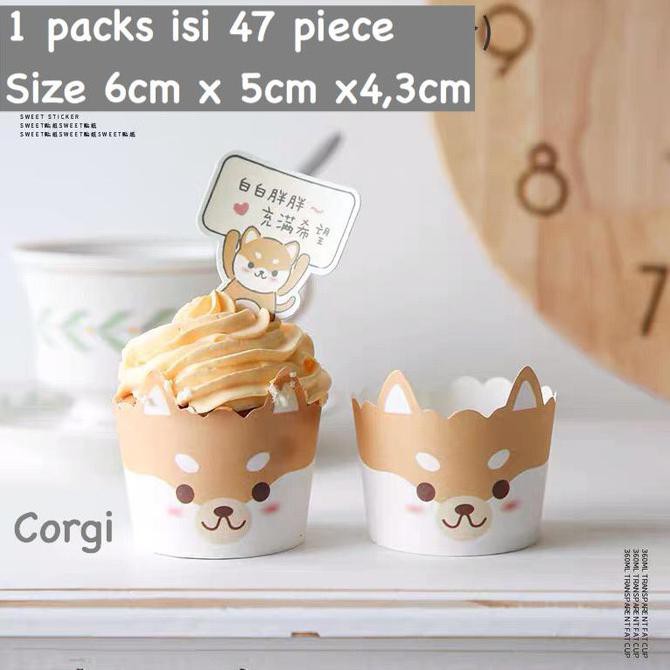 

Monggo] Cupcake Kertas | Papercup Muffin Karakter Corgi Lucu