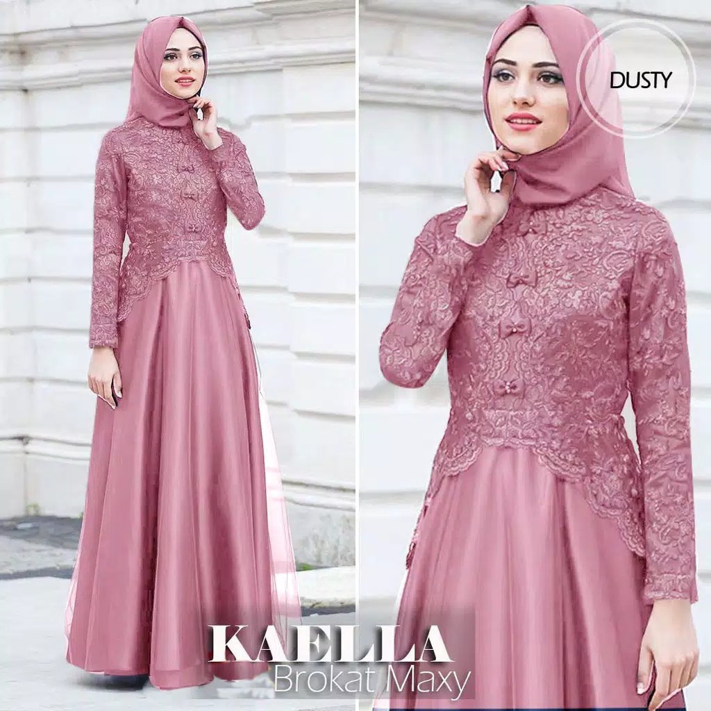 GH - MAXI KAELLA L-XL / GAMIS JUMBO / GAMIS KAELLA BROKAT / BAJU MUSLIM BAHAN BROKAT / GAMIS HAJATAN