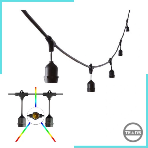 Fitting Lampu Gantung Outdoor 10M 10 Fiting /20Fiting+Sambungan KABEL LAMPU GANTUNG CAFE 10 M dekora