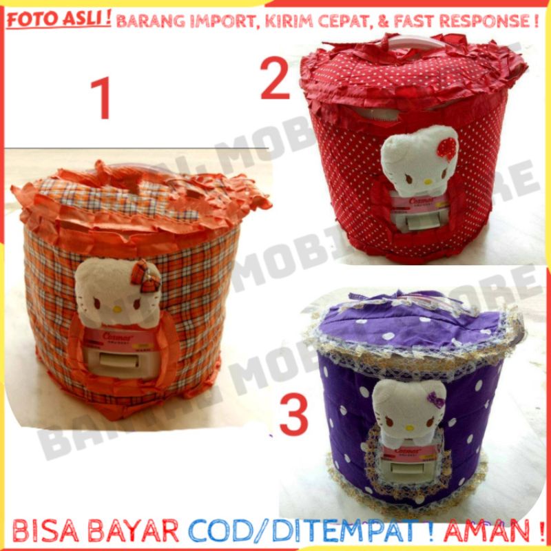 Cover tutup sarung penutup magicom magic com boneka KUCING HELLO KITTY PUTIH OREN ORANYE UNGU MERAH