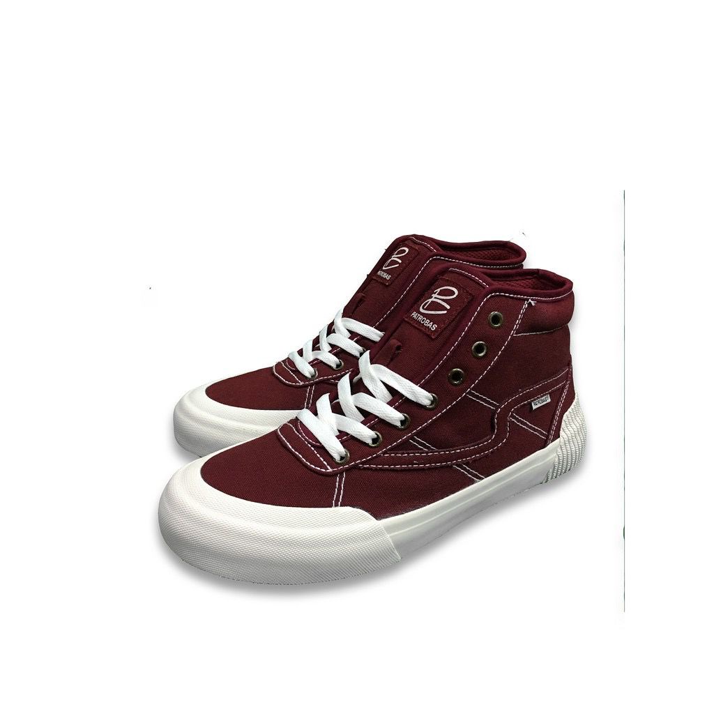 PATROBAS EQUIP HIGH BLACK WHITE, NAVY, MAROON & CHARCOAL - Sepatu  Sneakers Canvas Pria/Wanita Patrobas Original-Maroon