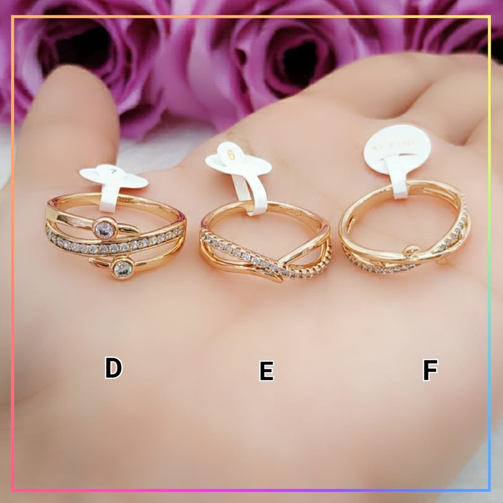 Cincin xuping ori cincin dewasa premium love kupu permata perhiasan lapis emas gold A109