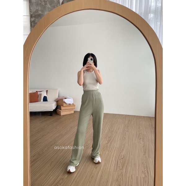 Kulot Knit - Kulot Wanita Panjang - Kulot Kei Knit 993-Sage