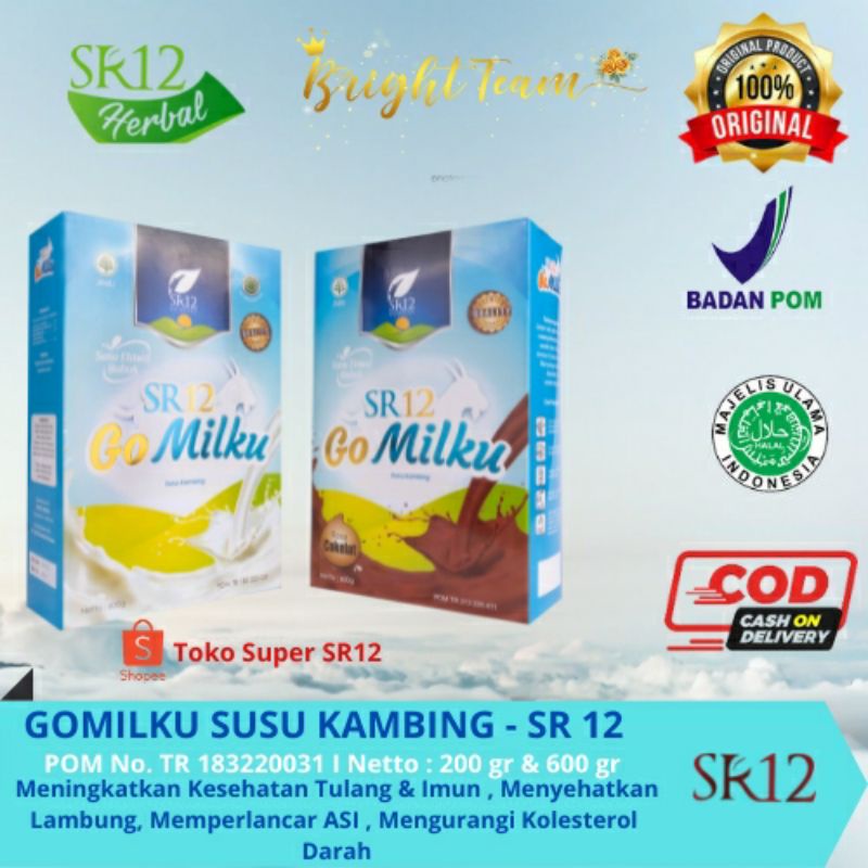 

Terlaris! Susu GoMilku SR12 Etawa Bubuk / Susu Kambing Etawa Premium Tanpa Gula / Murni tanpa krimer 600gr Original coklat stroberi