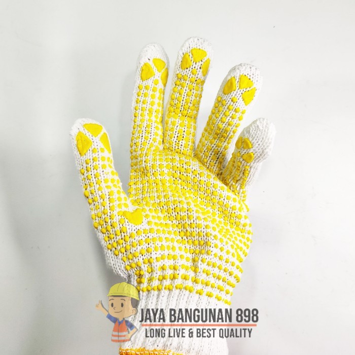 SARUNG TANGAN BENANG BINTIK KUNING / SARUNG TANGAN KERJA TUKANG / SARUNG TANGAN KAIN RAJUT POLOS BINTIK HARGA 1 PASANG KANAN KIRI / SARUNG TANGAN TUKANG BANGUNAN PROYEK / SARUNG TANGAN KAIN BINTIL / SARUNG TANGAN KERJA TUKANG / SAFETY GLOVES COTTON DOT