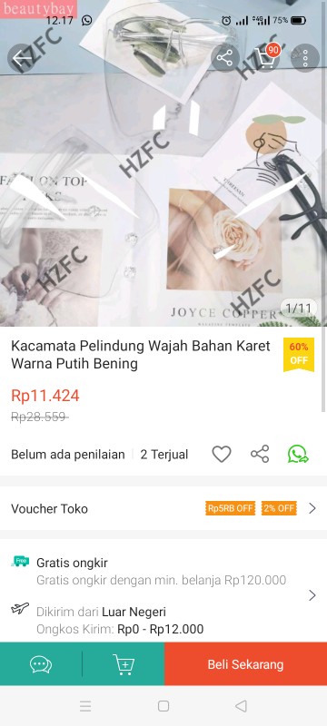 Kacamata Pelindung Wajah Bahan Karet Warna Putih Bening