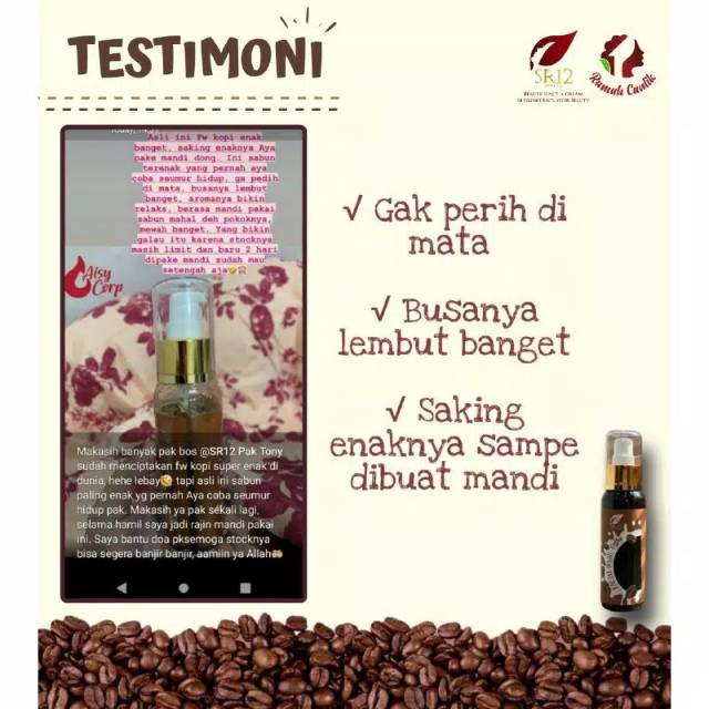 FACIAL WASH COFFEE SR12 - SABUN WAJAH PEMUDAR FLEK HITAM