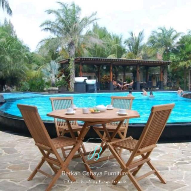 Meja makan lipat cafe kayu jati jepara
