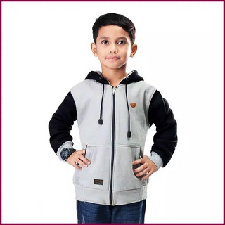 Jaket Hoodie Anak Laki Laki Cowok Abu Modis Usia Umur 5 