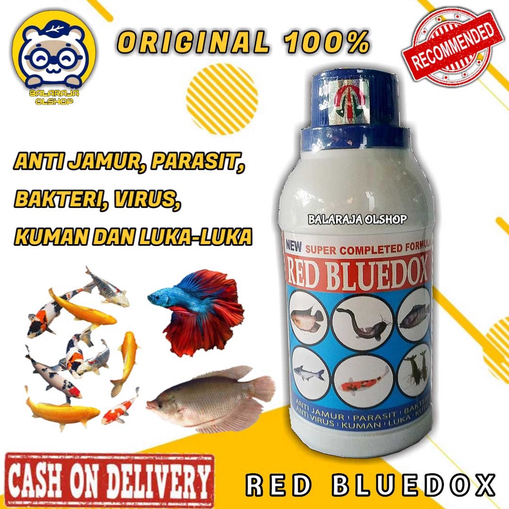 Obat Jamur Ikan Anti Virus Anti Parasit Luka - RED BLUEDOX 250ML