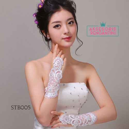 [STOK TERBATAS] WEDDING GLOVES SARUNG TANGAN LACE AKSESORIS PENGANTIN PUTIH STB005