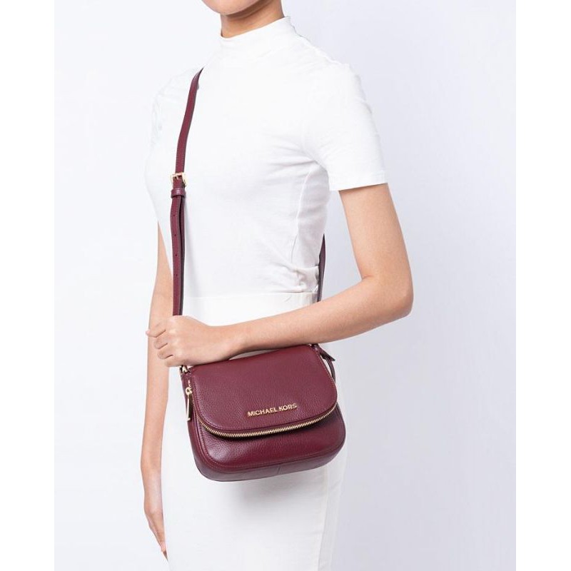 Michael Kors bedford small leather flap crossbody merlot wine