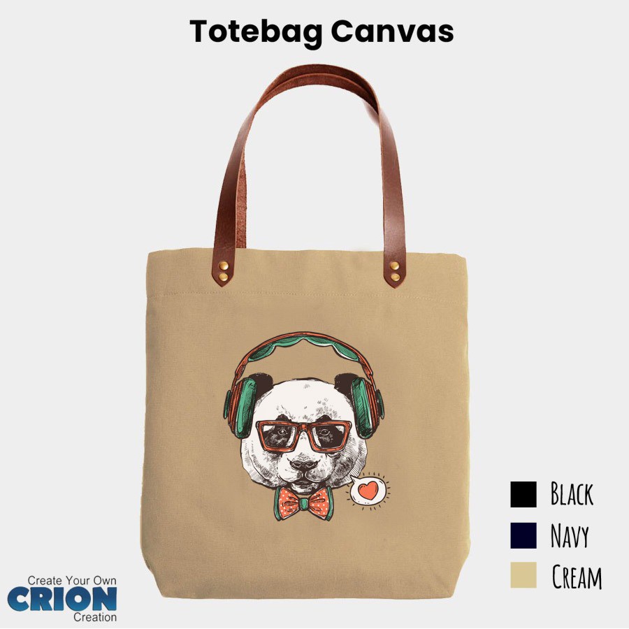 Totebag Canvas Synthetic Leather Strap Animal Cool Series - By crion