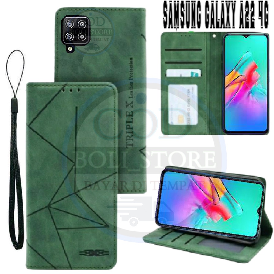 CASE HP SAMSUNG GALAXY A22 4G MOTIF MAXNET CASE KULIT - CASING DOMPET-FLIP COVER LEATHER-SARUNG HP