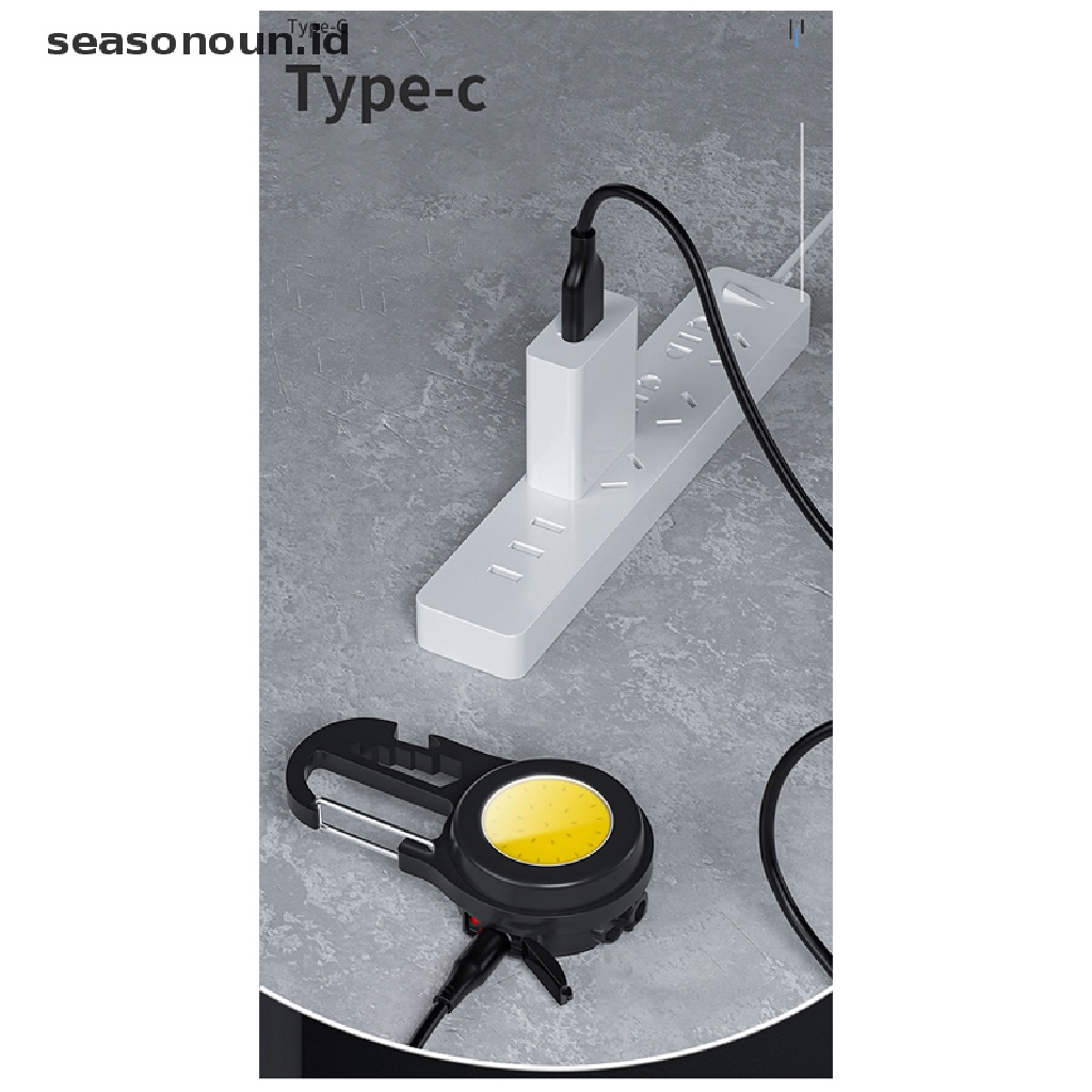 【seasonoun】 Multi-function COB Floodlight Outdoor Rechargeable Keychain Light Flashlight .