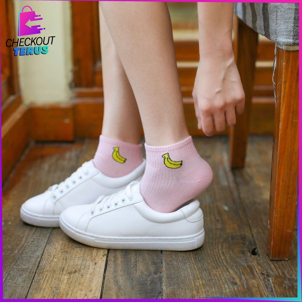 CT P55-P58 Kaos Kaki Pendek Dewasa Kaos Kaki Semata Kaki Polos Lucu Kaos Kaki Ankle Wanita Motif Lucu Kaos Kaki Pendek