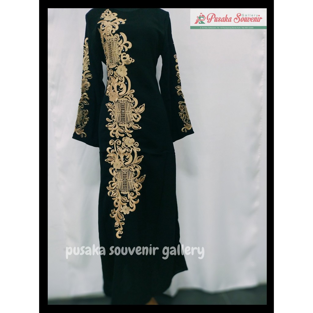BAJU GAMIS WANITA MOTIF KHAS ACEH | Gamis PA Bunga Turun