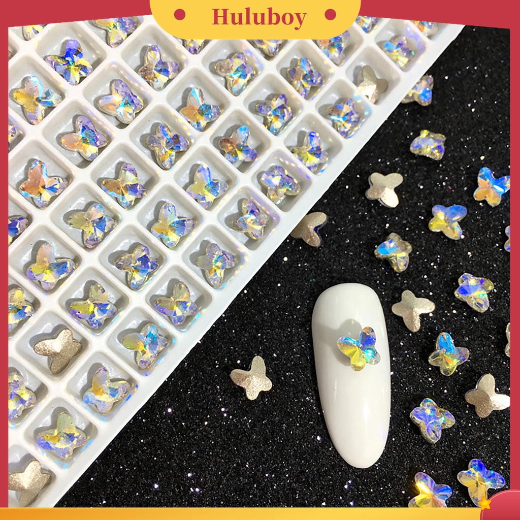 Huluboy Huluboy♡ 50 Pcs Aksesoris Kristal Buatan Bentuk Kupu-Kupu Untuk Nail Art Wanita