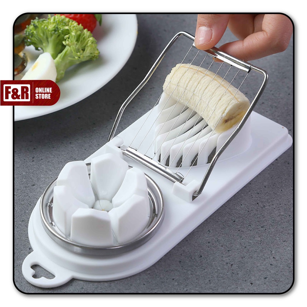 Alat Pemotong Telur Rebus Multifungsi 2 in 1 Pengiris Telor 2 in1 Bahan Plastik Egg Slicer &amp; Cutter