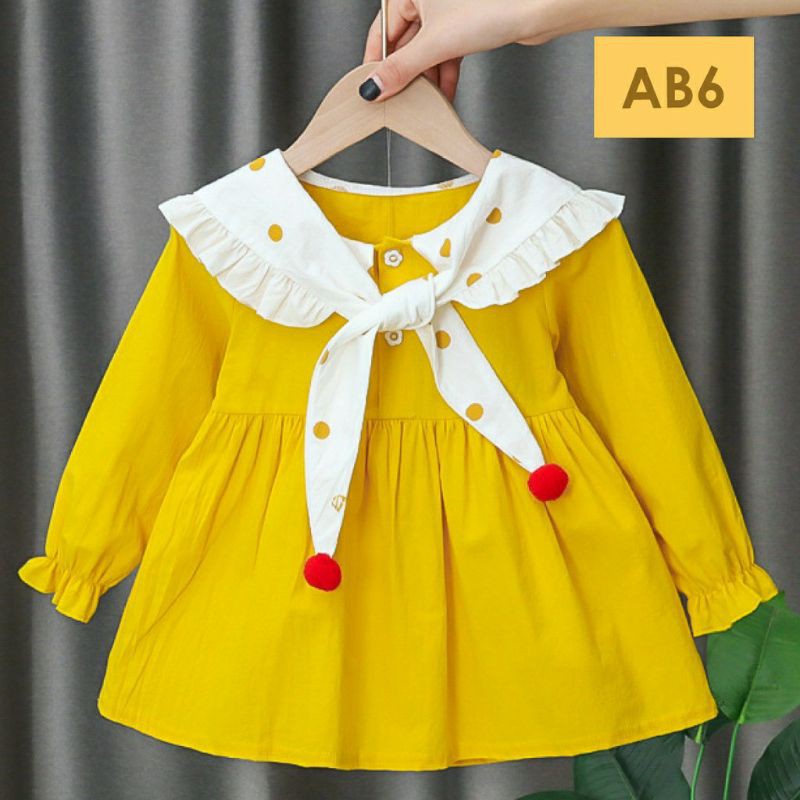 Dress Gaun Anak Bayi Perempuan Import Motif Elegan Cantik Lucu Usia 6 bulan - 3 tahun-6