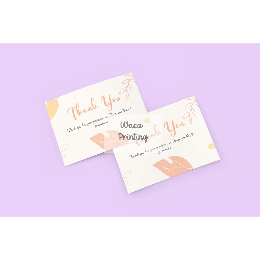 Thank You Card Olshop Custom Satu Sisi Murah Sehari Jadi