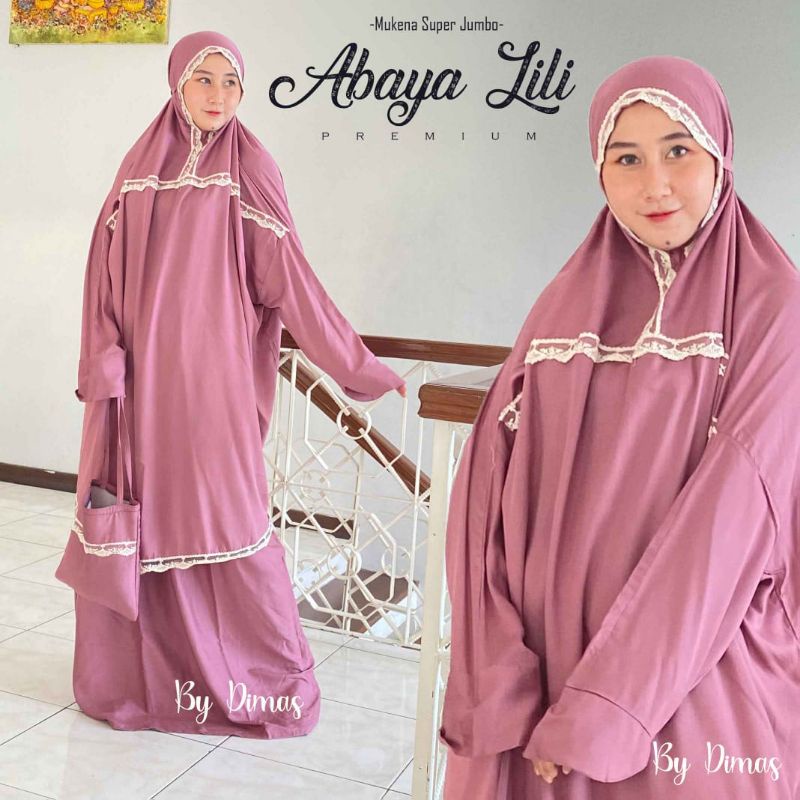 MUKENA DEWASA RAYON JUMBO MUKENA ABAYA LILI PUTUSAN SUPER JUMBO PREMIUM