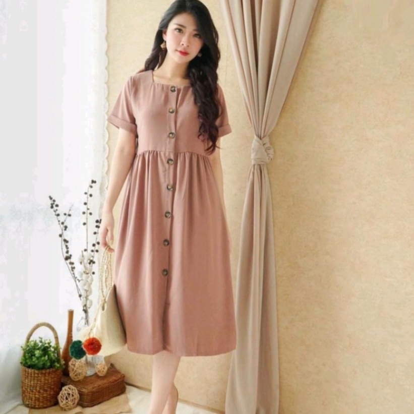 DRESS ONETHIA LONG SQUARE/CASUAL DRESS/DRESS WANITA/DRESS