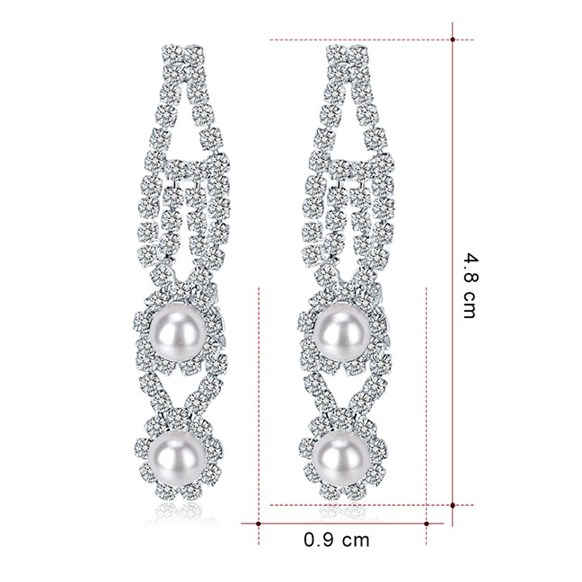 LRC Anting Tusuk White K Alloy Studded Geometric Earrings F72426