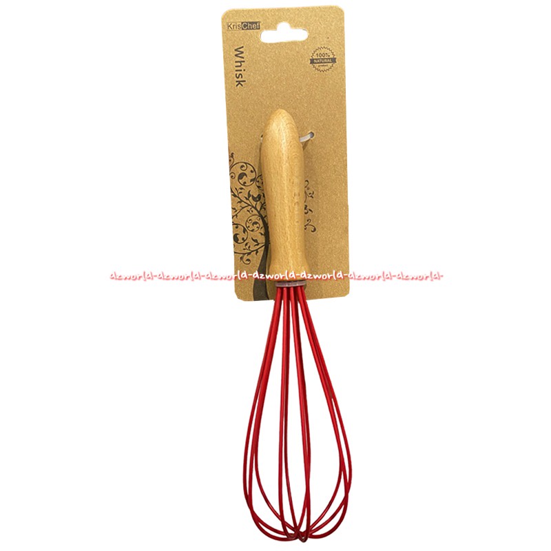 Krischef Whisk Wood Woody Alat Pengocok Telur Bahan Kayu Merah Red Kris Chef Kocok Telor