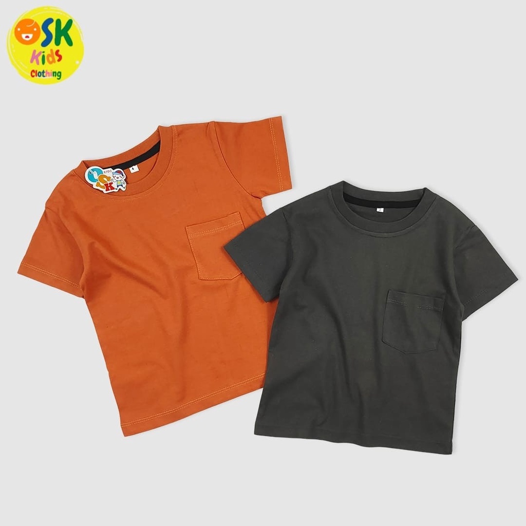 Kaos Anak Basic Pocket Tee Polos Bahan Tebal Tapi Adem by ars collection