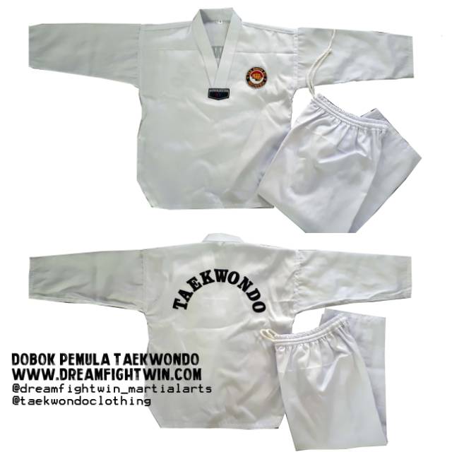Dobok taekwondo pemula kerah putih