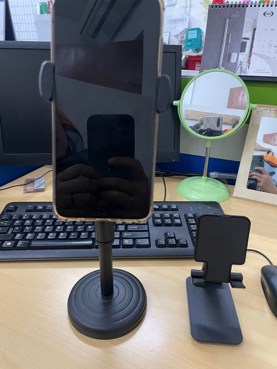 Phone Holder Hd-25 Stand Meja Folding Desktop Support Table Standing Berdiri For Meeting Review Vlog