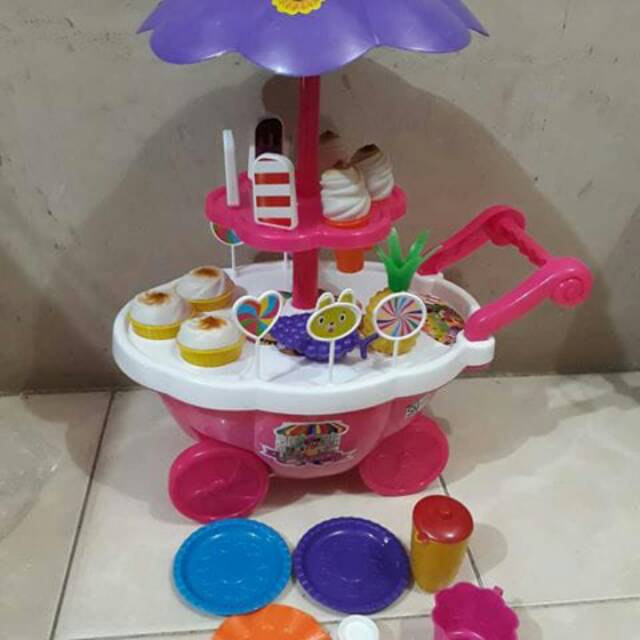 Mainan gerobak bakul ice cream set dgn little pony ( besar/big )