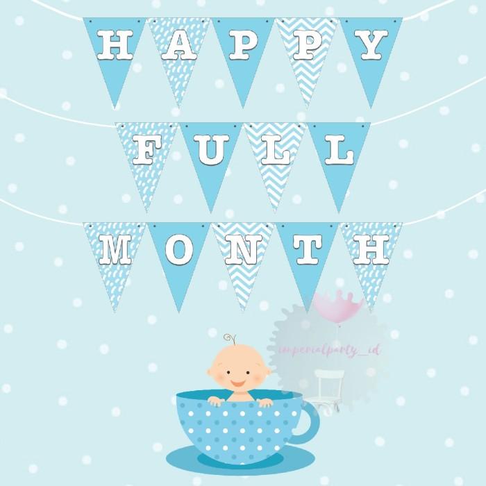 Banner Bunting Flag Happy One 1 Full Month Bulan Baby Bayi