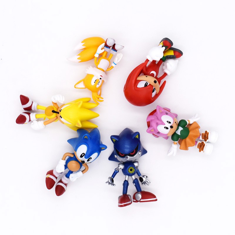 6pcs / set Mainan Action Figure Sonic Shadow Tails Karakter Kartun Anime Bahan PVC 5-7cm Untuk Hadiah Anak