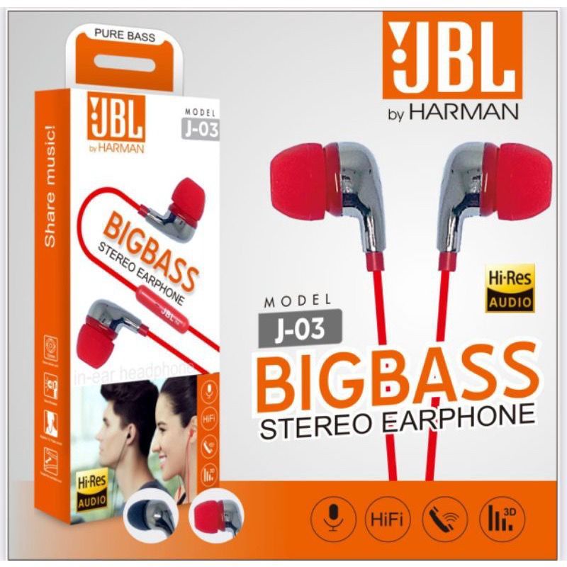 Hf Handsfree Headset JBL J-03 Big Basss Suara Baguss