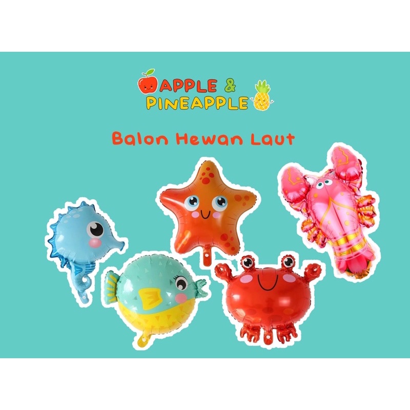 Balon Foil Hewan Laut Jumbo Ikan Star Fish Lobster Puffer Fish Crab Sea Horse Binatang