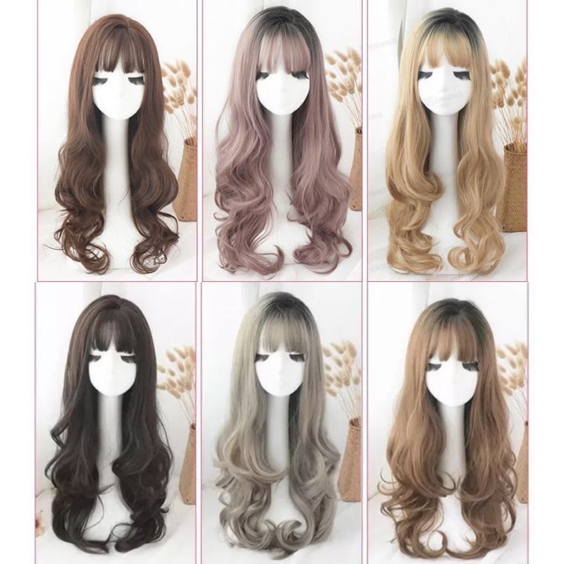 C8263 full wig korean layer wave curl / full wig natural curly 70 cm