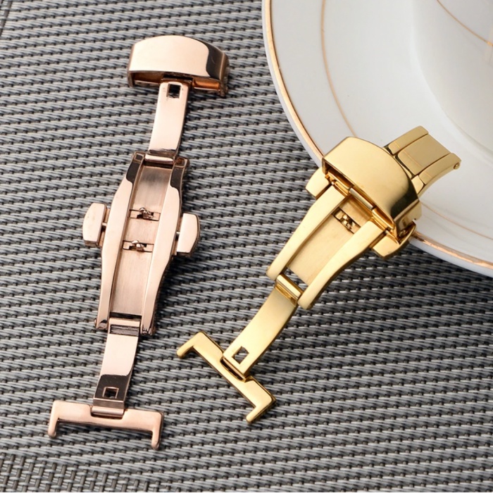 SS Butterfly Clasp Automatic Push Buckle Strap Tali Jam Ukuran 16mm 18mm 20mm 22mm 24mm