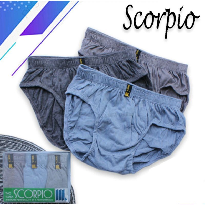 (3 Pcs) Celana Dalam Scorpio Two Tone S, M, L, XL CD Pria Dewasa / Underwear Man CD 02TT