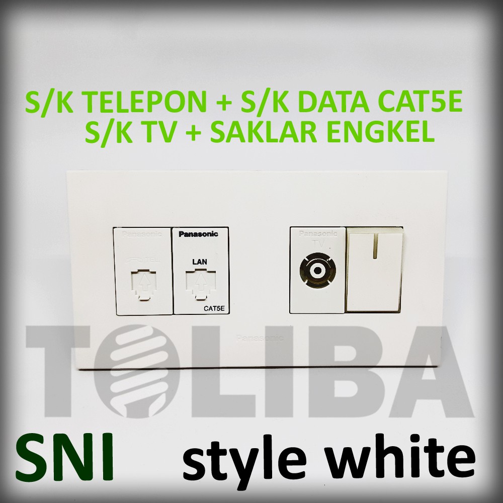 stop kontak tv antena + stopkontak data cat5e + s/k sk telepon + saklar engkel minimalis panasonic